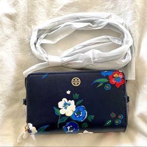 Tory Burch Parker Floral Mini Double Zip Bag